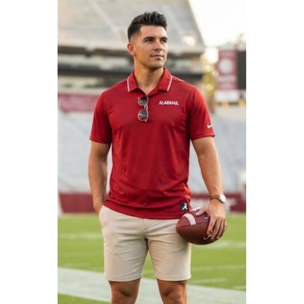 Nike Alabama Crimson Tide Dri-FIT Polo Shirt Mens Small Red Short Sleeve NCAA